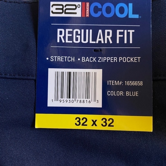 32 Degrees Cool 32x32 Men's Stretch Performance Pants, Regular Fit, Blue NWT - Picture 7 of 16